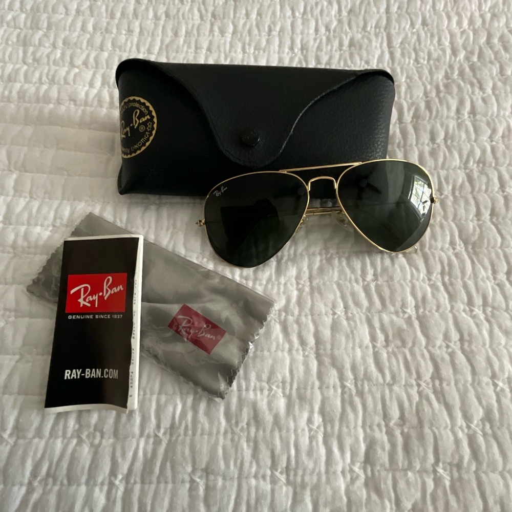 Ray-Ban Gold and Black Aviator Sunglasses